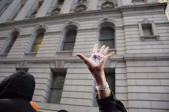 No Hate No Fear march NYC, view of people in crowd.