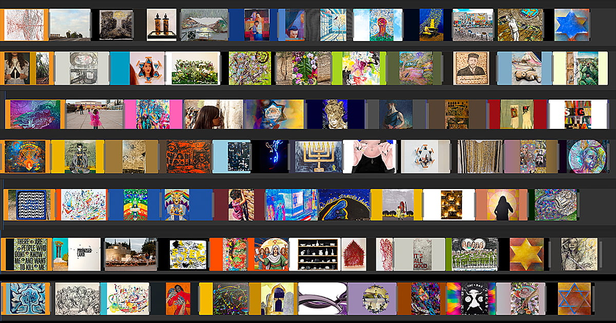 grid of thumbnails for all 45 artworks presented.